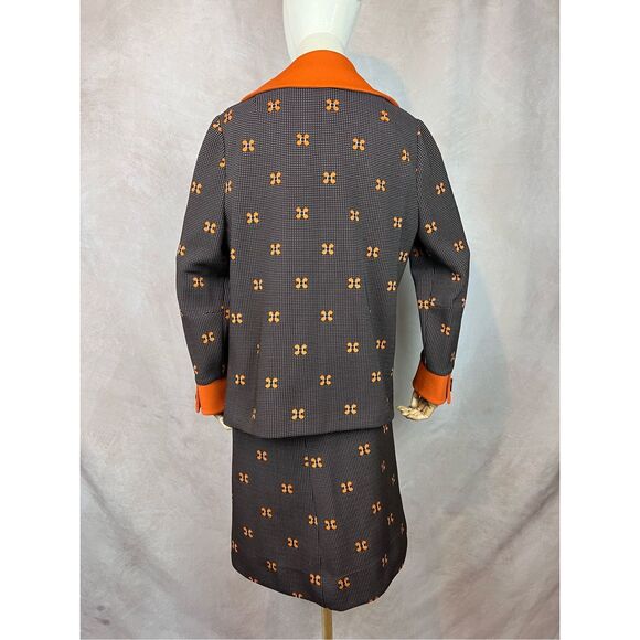 Vintage 1970s Mod MCM Plus Size Skirt Suit Extra Large Psychedelic Mad Men - Picture 6 of 9